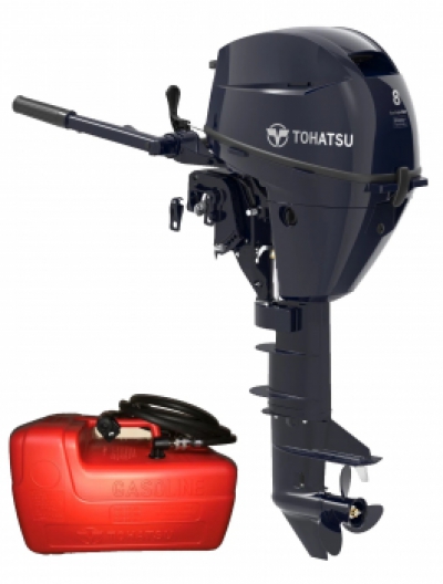 8HP Tohatsu Long Shaft EFi Manual Start Tiller Control 4-Stroke Outboard Motor with 12L Tank & Line image