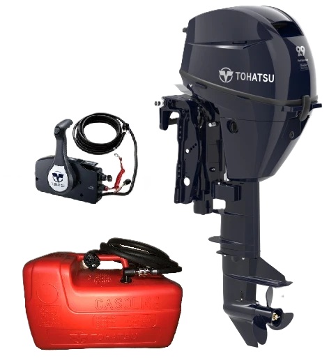 9.9HP Tohatsu Short Shaft EFi Power Tilt Remote Control 4-Stroke Outboard Motor with 12L Tank & Line